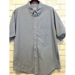 Brooks Brothers Mens Seersucker Striped Button Down Shirt XL Short Sleeve Casual